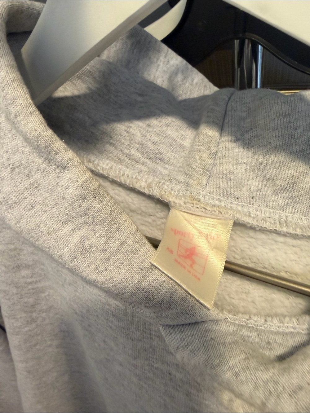 Sporty & Rich Light Gray Hoodie with Green Logo - Picture 4 of 5